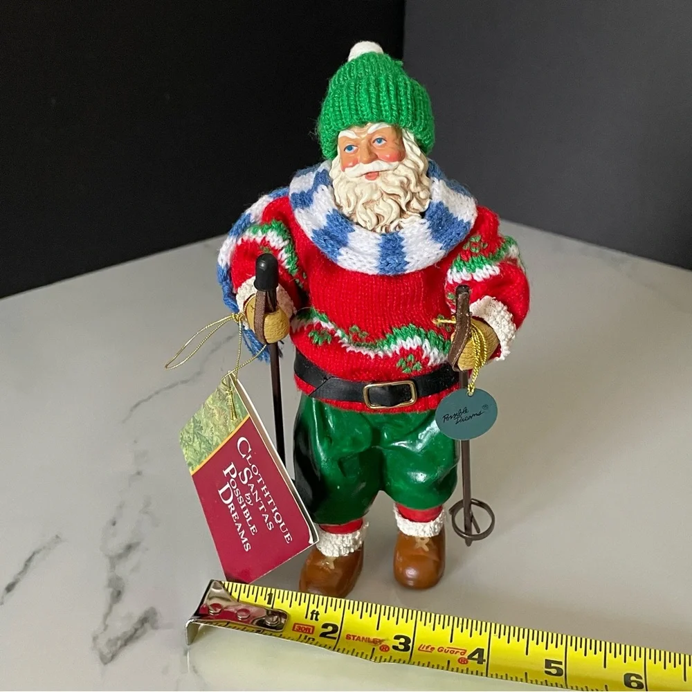 Skier Santa Ornament - Possible Dreams Clothtique by Dept. 56